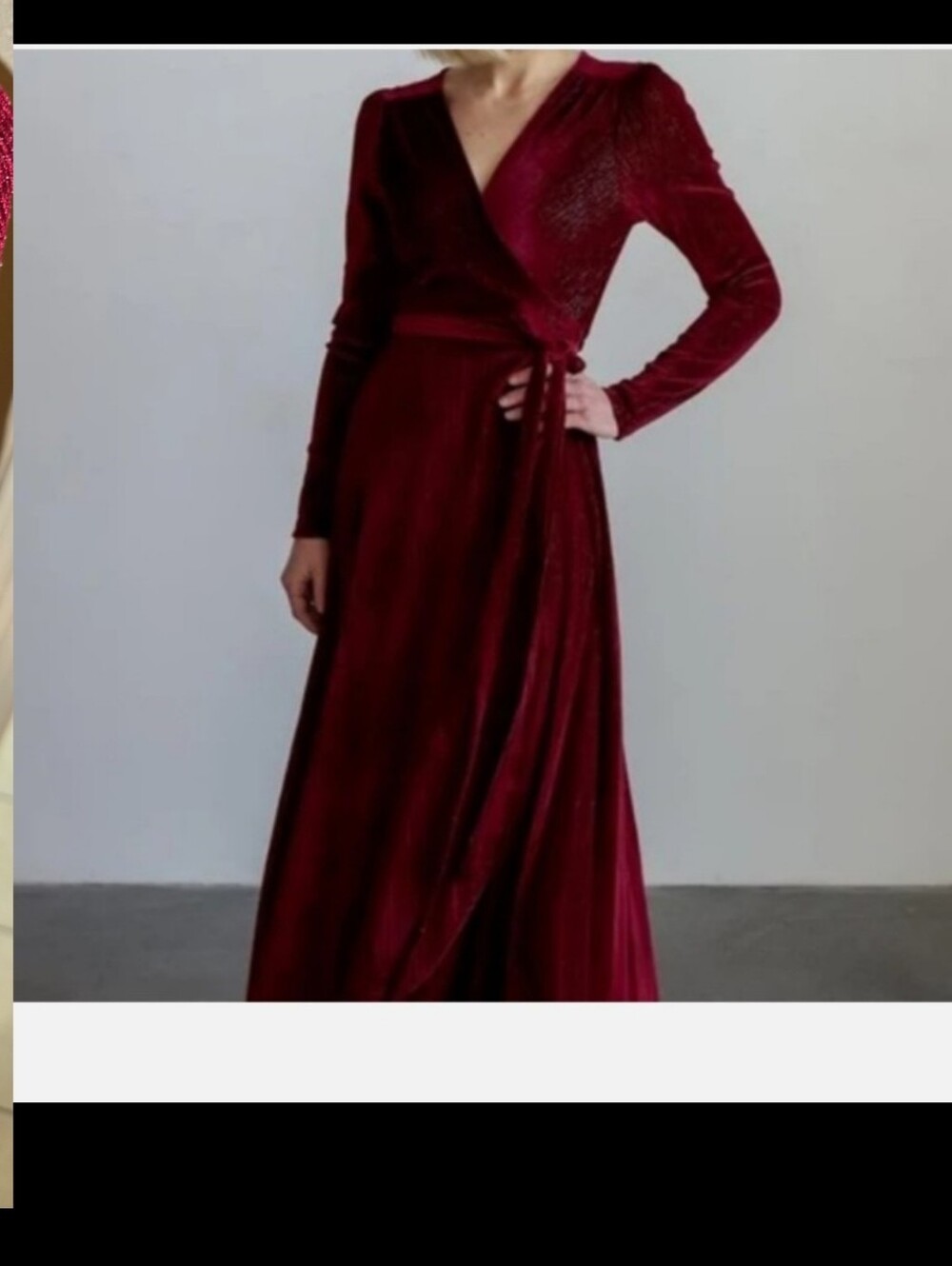 New BALTIC BORN Wrap-Front Velvet Maxi Dress in Burgundy